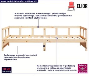 Łóżko jednoosobowe z litego drewna sosnowego 90x200 - Filove 4X