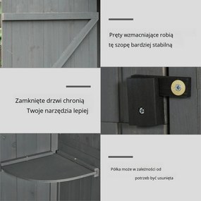 Outsunny Szafka Ogrodowa 77cm z Półkami z Drewna Szary+Zielony | Aosom PL