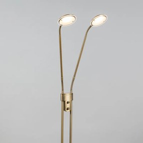 Nowoczesna lampa podłogowa brązowa z lampką do czytania z diodą LED - Eva Nowoczesny Oswietlenie wewnetrzne
