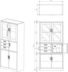 Biurowa szafa aktowa z sejfem Filip 90x40x185 cm biała