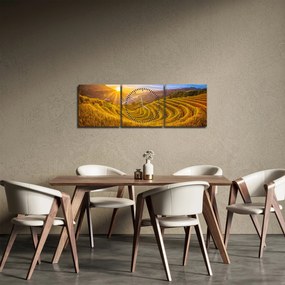 Obraz - Pole ryżowe w Wietnamie (z zegarem) (90x30 cm)