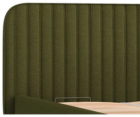 Zielone tapicerowane łóżko jednoosobowe ze schowkiem ze stelażem 120x200 cm Noto – Maison de Rêve