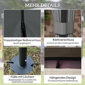 Outsunny Pawilon ok. 3x3 m wodoodporny stabilny odporny na zimę pawilon ogrodowy z podwójnym dachem moskitiera na zamek | Aosom PL