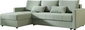 Rozkładana dwustronna sofa narożna do L VENORIA 220x143 cm, jasny zielony + 2 poduszki GRATIS
