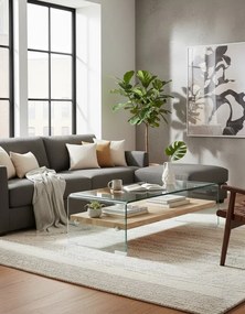 Nowoczesny ze stolik kawowy szkła hartowanego z półką G2-G37