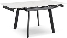 Stół Rozkładany Kwadratowy LARES 90-150 cm Ceramiczny Biały Marmur/Czarny Nowoczesny