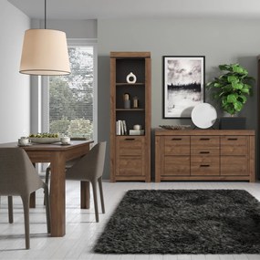 Komoda Dwudrzwiowa z Szufladami Drewniana do Salonu MYTH 160 cm Dąb brązowy Loft