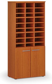 Regał sortujący PRIMO WOOD, 800 x 420 x 1781 mm, 27 przegród, czereśnia