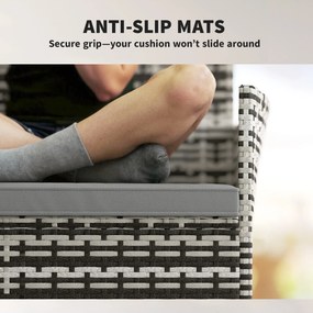 Outsunny 2-osobowa sofa rattanowa na taras z poduszką, antypoślizgowe maty, stalowa rama, jasnoszara | Aosom PL