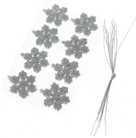 Zestaw ozdób choinkowych Glitter flakes 16 szt., srebrny