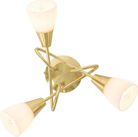 Klasyczna lampa sufitowa złota z opalowym szkłem 3-światłowa - Inez
