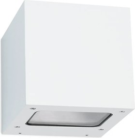 Aluminiowy kinkiet BRICK w nowoczesnym stylu - Szeroko?? 12 x Wysoko?? 12 cm - bia?y - LED SMD 2x 5W - 3K - góra i dó? - 67° - IP44