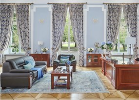 Skórzana kanapa gabinetowa 3-osobowa Palladio, wykonana ze skóry naturalnej, do wyboru kolor brązowy, czarny i kremowy. Wygodna sofa do biura. Klasyczny stylowy design. Meble gabinetowe Prestige.