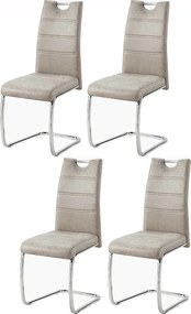 Zestaw 4 krzeseł do jadalni - tkanina i metal - brązowy - REGIS