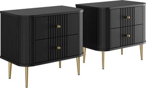 Zestaw szafek nocnych Vesper 56 cm - czarny / złote nogi