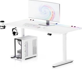 Biurko gamingowe RGB z regulacją wysokości Diablo X-Forge, 160x70 cm, białe