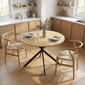 HOMCOM Okrągły stół jadalniany dla 4 osób, stół kuchenny w stylu industrialnym ze stalowymi nogami, do jadalni, kuchni, dąb | Aosom PL