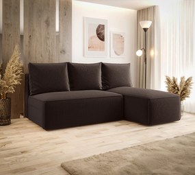 Brązowa sofa narożna z funkcją spania T3-L50