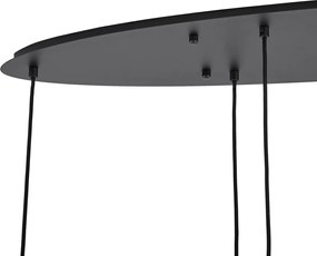 Nowoczesna lampa wisząca czarna z białym szkłem prostokątna 6-punktowa - Misty