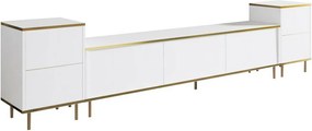 Stolik pod telewizor z szafkami Imej White and Gold