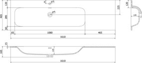 Mexen Rivel szafka łazienkowa 160 cm z umywalką Vela lewą, 2S, 1D, ryflowana, grafit/biała mat - 91A23-16047-3-BBFFF66-W23L01