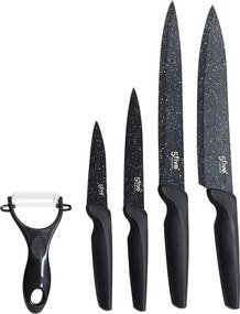 Zestaw 5 Noży Ze Stali Nierdzewnej W Czarnym Efekcie Kropkowanym Secret de Gourmet