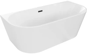 Mexen Oval wanna wolnostojąca przyścienna 150 x 75 cm, biała, przelew czarny - 52671507500-70