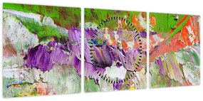 Obraz abstrakcji - malarstwo (z zegarem) (90x30 cm)
