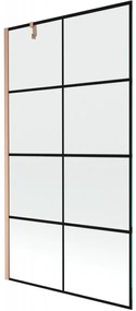 Mexen Next parawan nawannowy 1-skrzydłowy 100 x 150 cm, czarna kratka, miedź szczotkowana - 895-100-000-00-77-65
