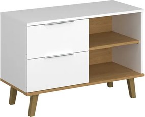 Biała półotwarta komoda na nóżkach C3-L78