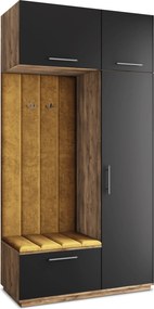 Masseno Garderoba REMA 120/240/60 cm Nowoczesna Szafa do Przedpokoju Dąb lefkas, MONOLITH 48 (Żółty)