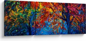 Obraz malowania natury (z zegarem) (90x30 cm)
