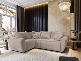 Masseno Narożnik MADISON z funkcją spania i pojemnikiem na pościel Narozniki L, Rozkładana sofa - Beżowy, PAROS 02