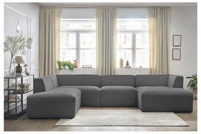 Ciemnoszary sztruksowy narożnik modułowy (lewostronny/w kształcie litery U) Megeve – Bobochic Paris