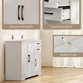 HOMCOM Sideboard z 2 szufladami, nowoczesna szafka do przechowywania, regulowana półka i 3 drzwi, Biały | Aosom PL