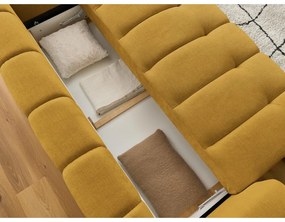 Musztardowa rozkładana/ze schowkiem sofa 251 cm Fuji – Bobochic Paris