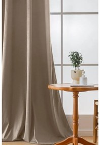 Zasłona zaciemniająca VELVET jasno brązowa 140x250 cm Zawieszanie: Taśma z wiązaniami