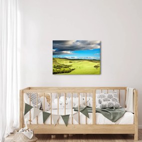 Obraz - Zielony krajobraz ze wzgórzami (70x50 cm)