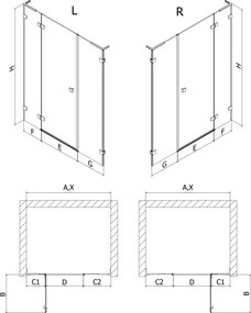 Mexen Lunar L drzwi prysznicowe uchylne lewe 120 cm, transparent, złote szczotkowane - 834SL-120-050-55-00-L