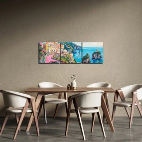 Obraz - Różowa droga przy wybrzeżu (z zegarem) (90x30 cm)