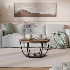 Stolik kawowy rustykalny dąb 80x80x44 arvina