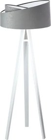 Szaro-biała lampa stojąca trójnóg welurowa - S023 F3-B57