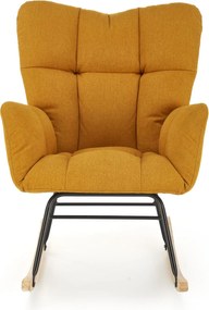 Pikowany fotel bujany na drewnianej płozie Vasco Halmar