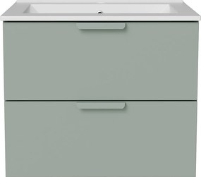 Wisząca szafka łazienkowa z umywalką wpuszczaną w blat – Zielony szałwiowy – S60 cm – AVORELI