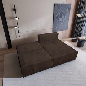 Masseno Narożnik FIORO z funkcją spania i pojemnikiem na pościel Narozniki L, Rozkładana sofa - Brązowy, POSO 06