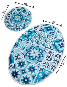 Niebieskie dywaniki łazienkowe zestaw 2 szt. 60x100 cm Ceramic – Foutastic