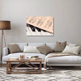 Obraz na szkle - fortepian z nutami (70x50 cm)