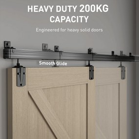 HOMCOM Zestaw do drzwi przesuwnych 244 cm, czarny, dla drzwi pojedynczych | Aosom PL