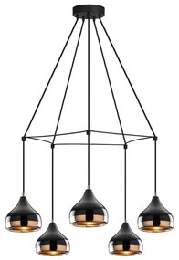Žyrandol na przewodzie YILDO 5xE27/40W/230V czarny/miedziany