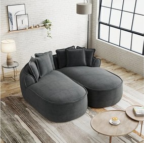 2-osobowa sofa modułowa z poduszkami oparciowymi, szenil, szara, 184x164x92 cm